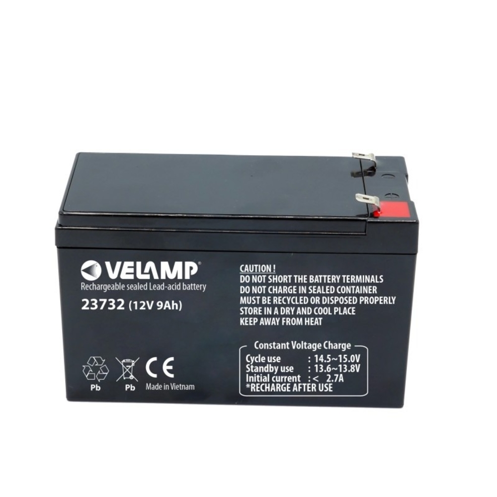Batterie Plomb Rechargeable 12V 9Ah avec Connexions Faston F2 - VELAMP - 23732