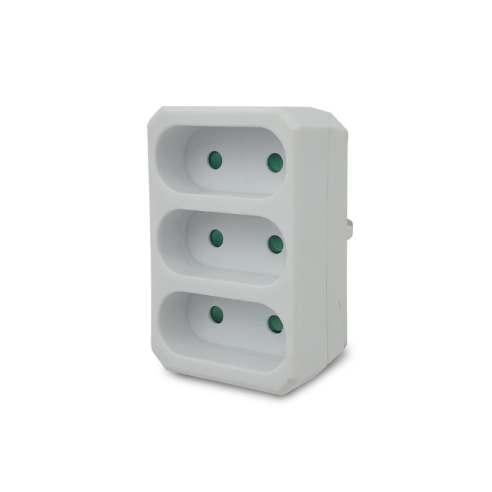 Multiprise 3 prises électriques frontales 3X6A - VELAMP - ADAT-FR-2