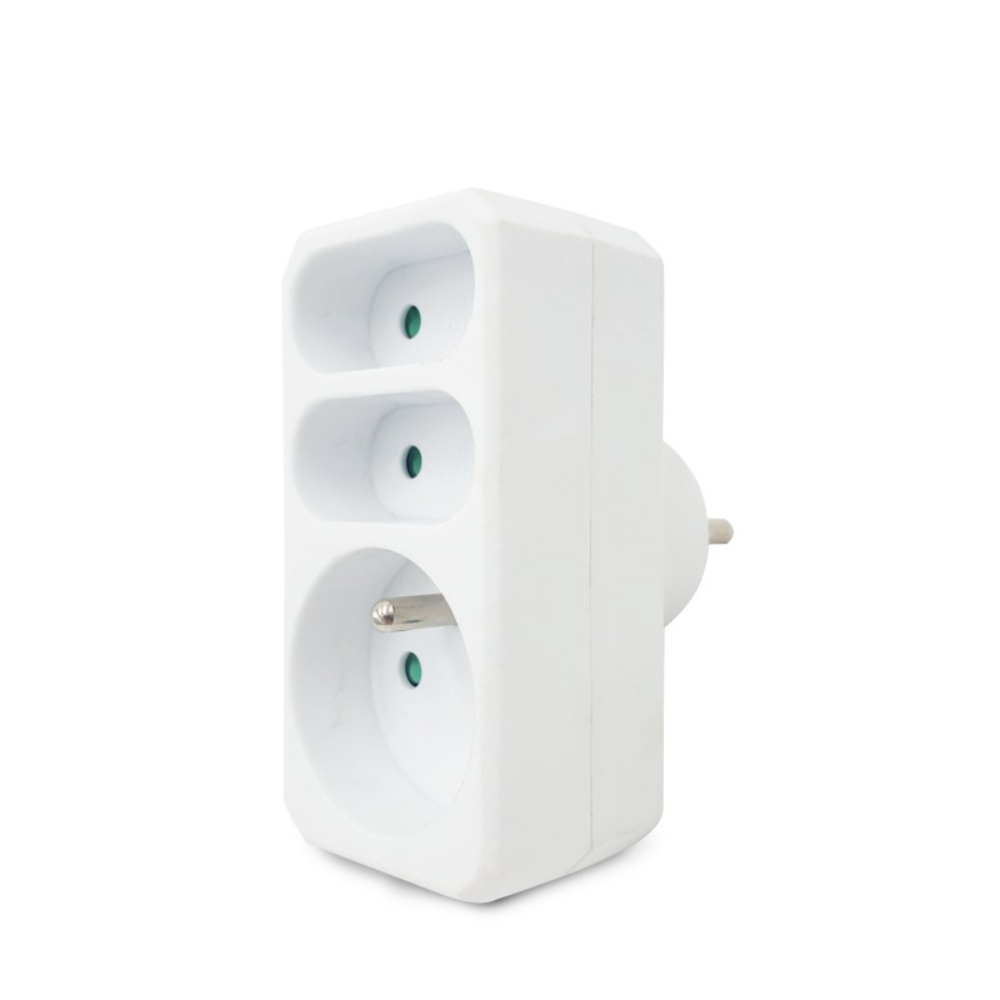 Multiprise 3 prises électriques frontales 16A + 2x6A - VELAMP - ADAT-FR-3