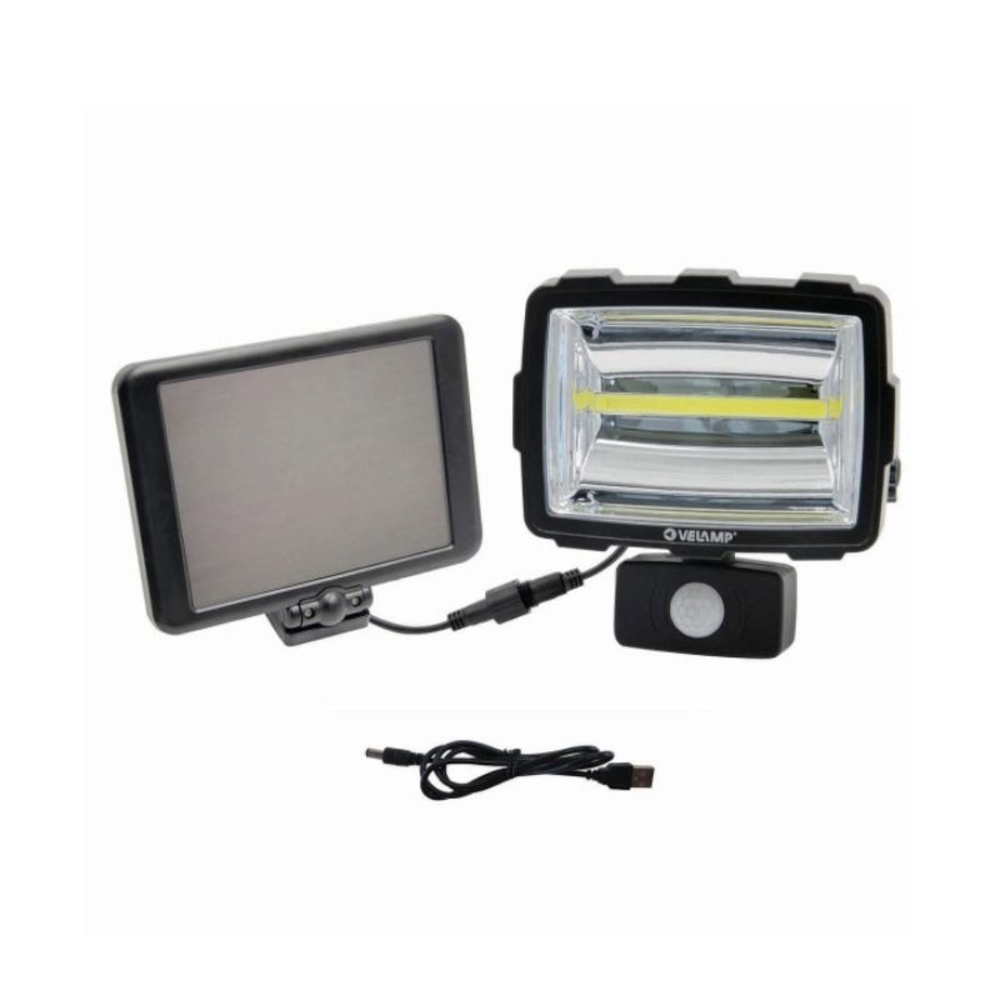 Inca projecteur rechargeable solaire led 1600 lm avec détecteur  - VELAMP - IS342