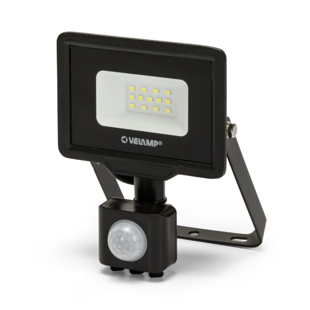 Projecteur LED SMD 10W IP44 noir 4000K avec détecteur de mouvements PADLIGHT5 - VELAMP - IS743-5-4000K