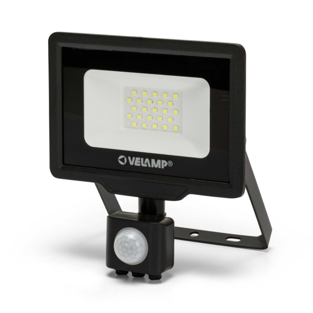 Projecteur LED SMD 20W IP44 noir 4000K avec détecteur de mouvements PADLIGHT5 - VELAMP - IS748-5-4000K