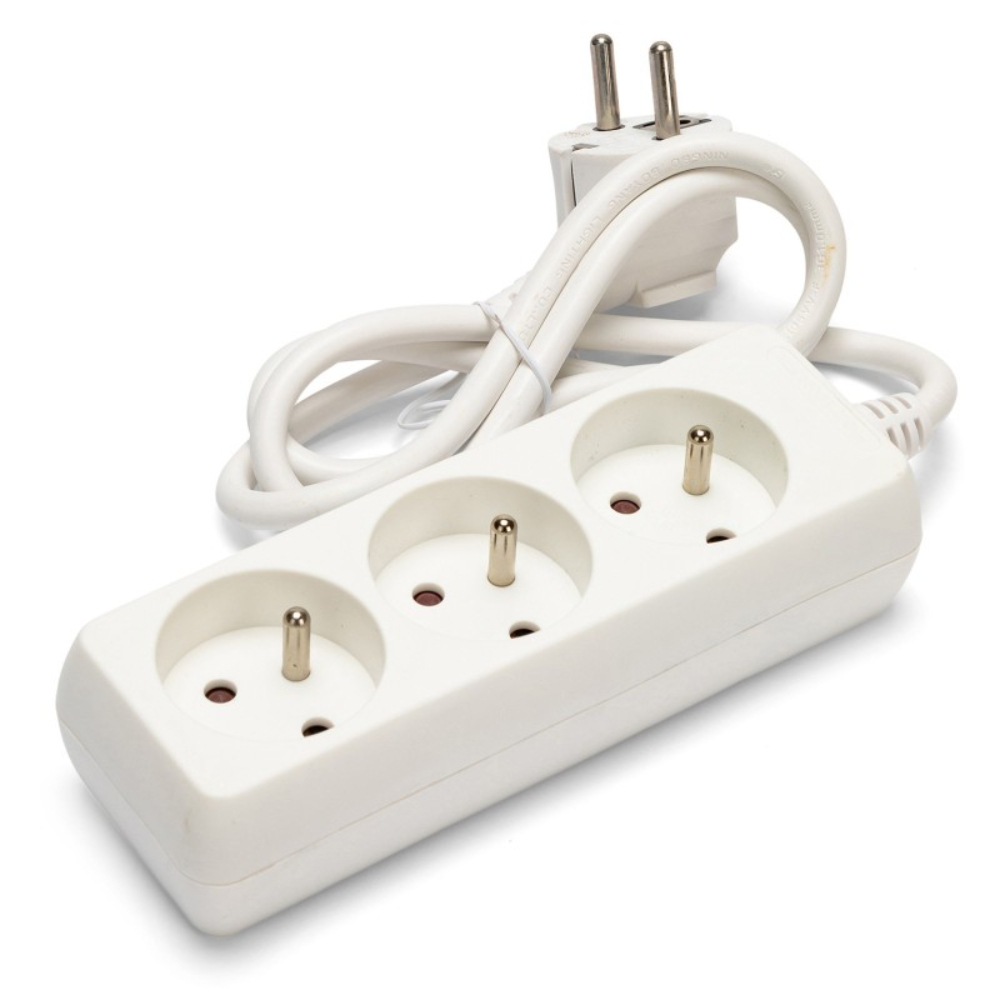 Bloc multiprise 3x16A, 1m H05VV-F 3G1.0 mm² - CE & NF - VELAMP - MULTIP-FR-3