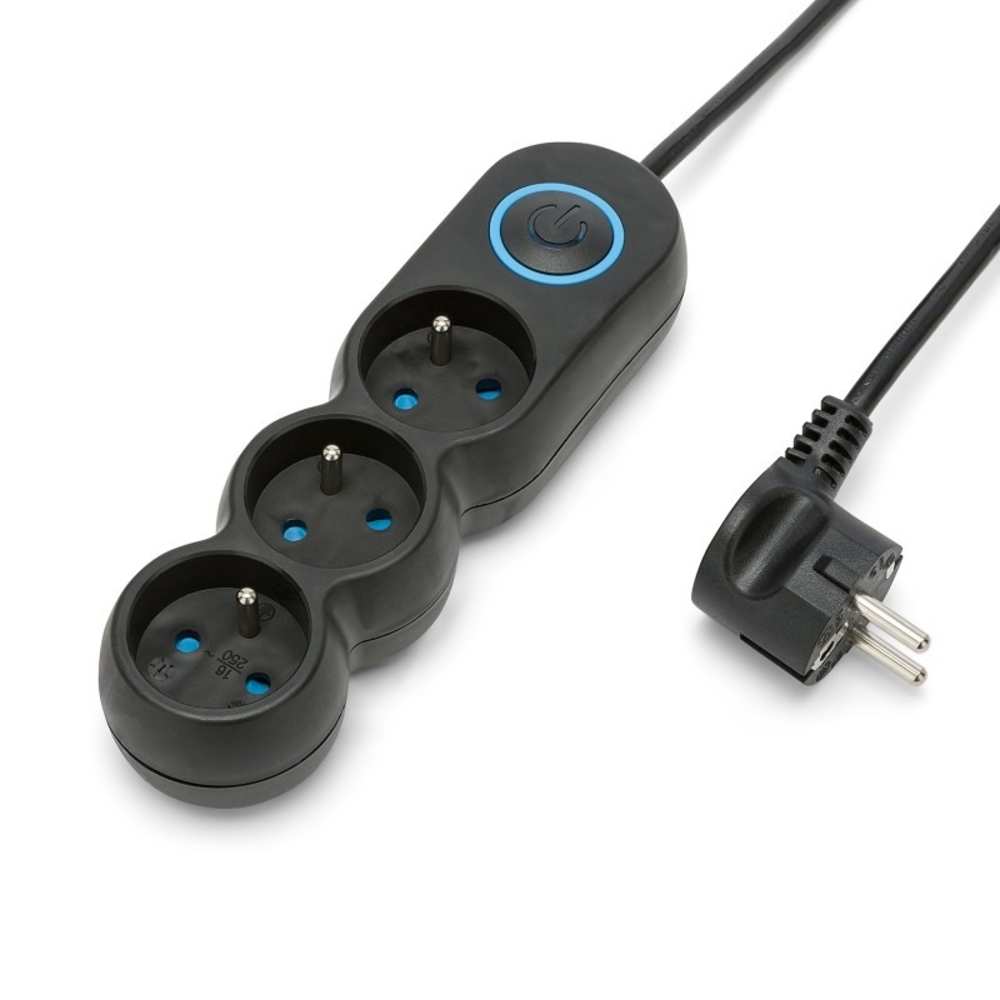 Multiprise 3 prises 16A avec interrupteur - câble 1,5m - VELAMP - MULTIP-FR-I-3K