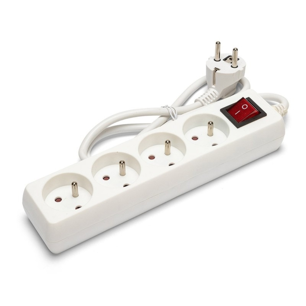 Multiprise 4 prises 16A avec interrupteur - câble 1m - VELAMP - MULTIP-FR-I-4