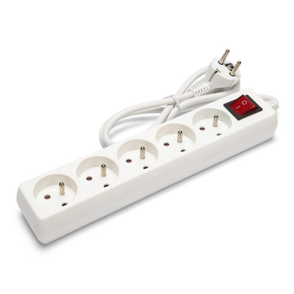 Multiprise 5 prises 16A avec interrupteur et câble 1m - VELAMP - MULTIP-FR-I-5