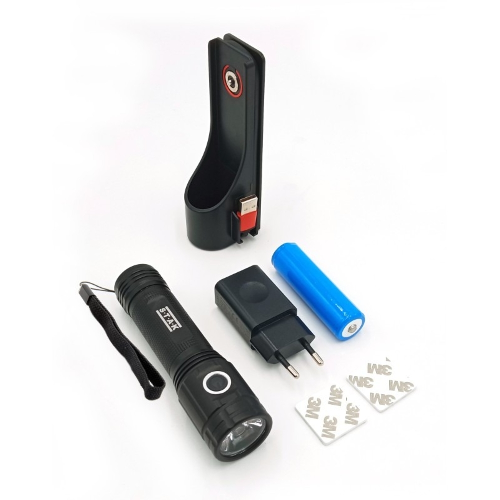 Torche LED STURM rechargeable 2000 lm avec support mural - VELAMP - ST096