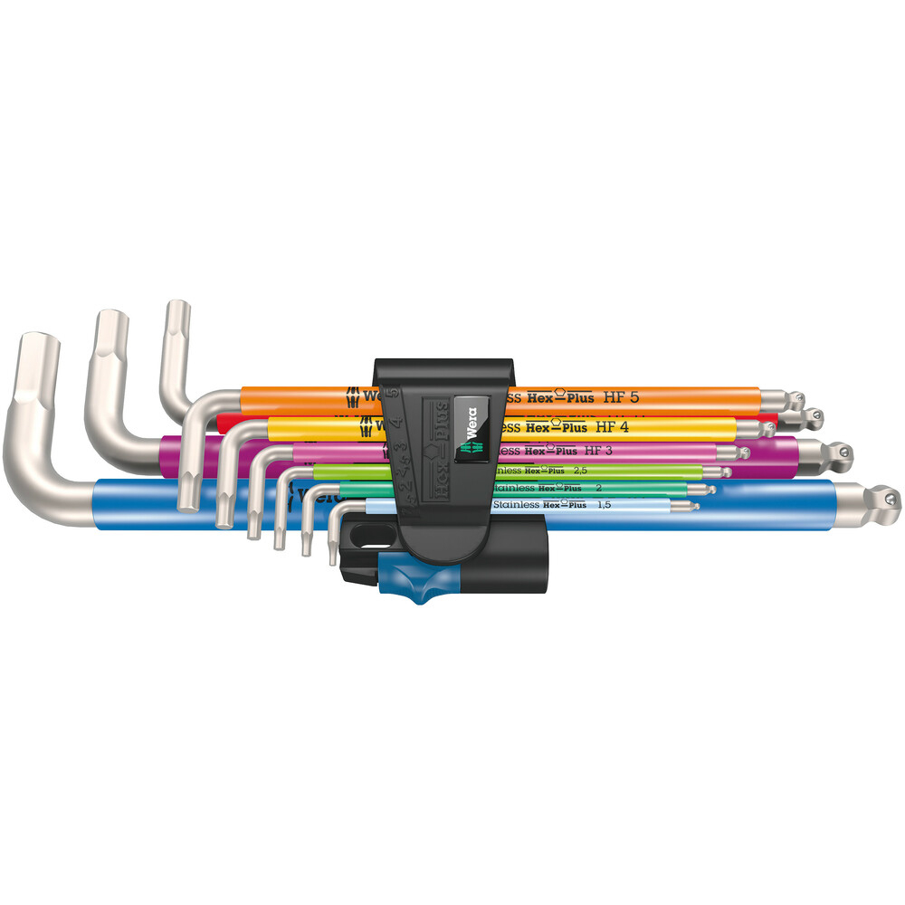 Jeu de clés coudées,métrique,inox,fonction retenue 3950/9 Hex-Plus Multicolour HF Stainless 1 Wera - 05022699001