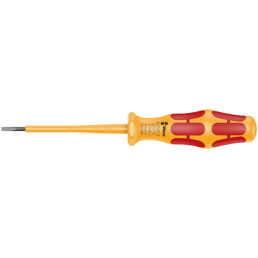 VDE Tournevis isolé pour vis à fente 1060 i 0,4 x 2,5 x 80 mm Wera - 05051580001