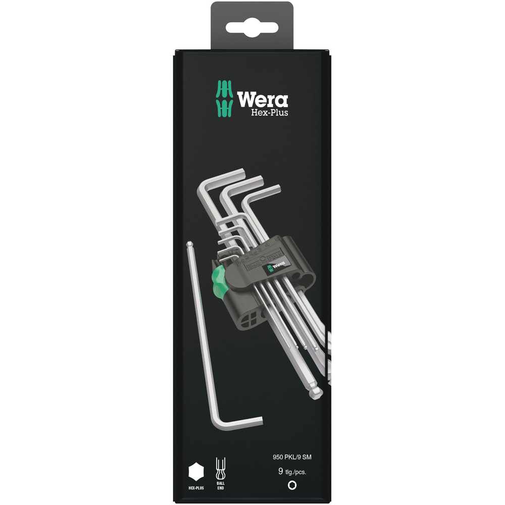 Jeu de clés mâles coudées, syst. métrique, chromées 950/9 Hex-Plus 1 WERA - 05073391001