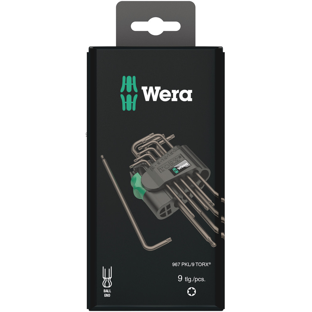 Jeu de clés mâles coudées TORX , BlackLaser 967/9 TORX 1 WERA - 05073598001