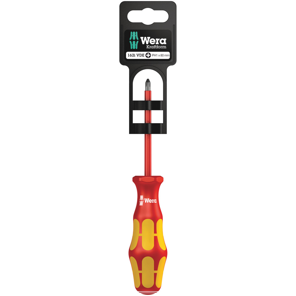 Tournevis isolé pour vis cruciformes PH 162 i PH 1 x 80 mm Hang-Tag WERA - 05100011001