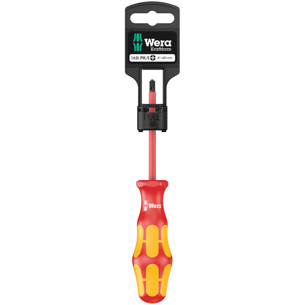 Tournevis isolé pour vis PlusMinus (Phillips/à fente) 162 i PH/S # 1 x 80 mm Hang-Tag WERA - 05100019001