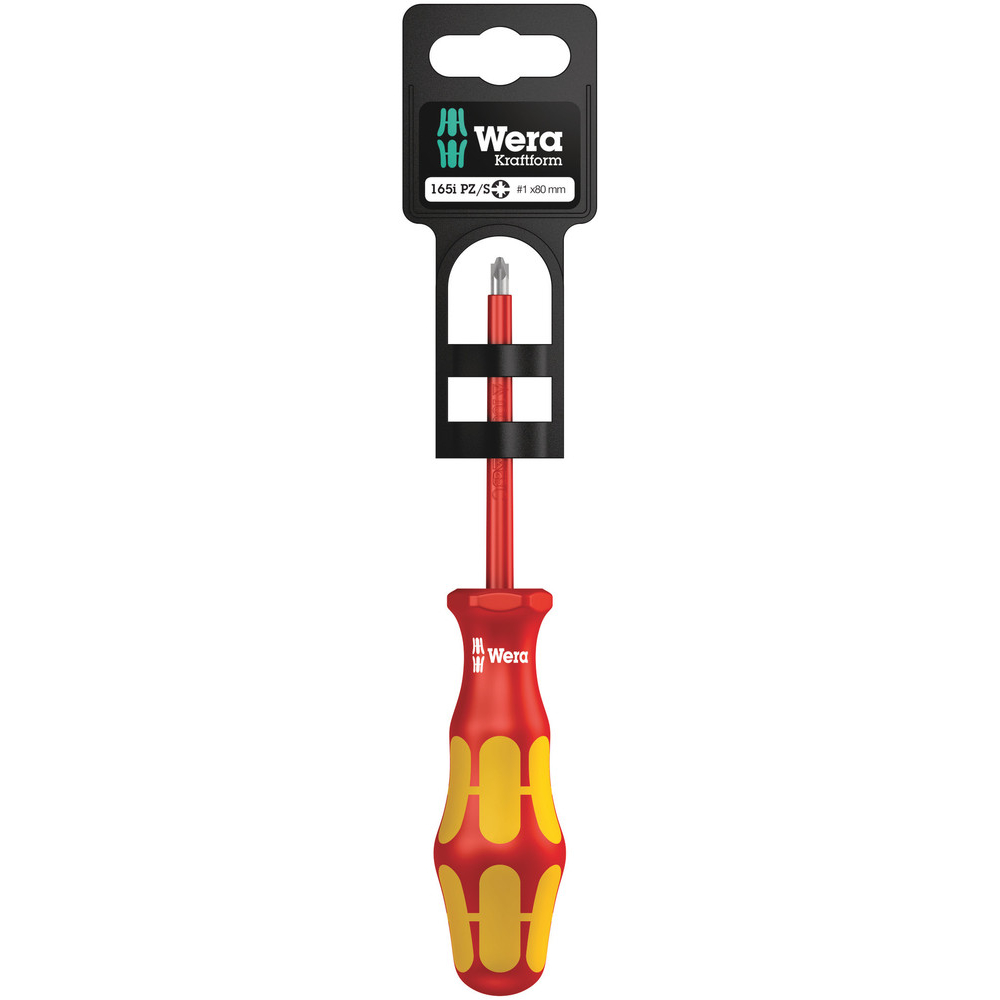 Tournevis isolé pour vis PlusMinus (Pozidriv/à fente) 165 i PZ/S # 1 x 80 mm Hang-Tag WERA - 05100021001