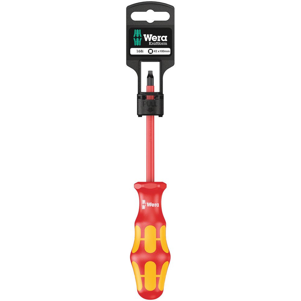 Tournevis isolé pour vis à empreinte carrée 168 i # 2 x 100 mm Hang-Tag WERA - 05100025001