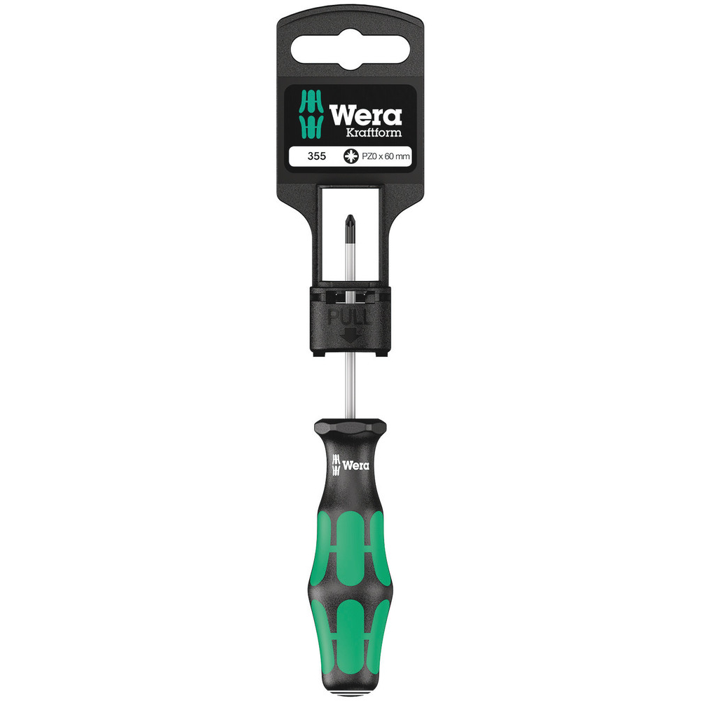Tournevis pour vis cruciformes PZ 355 PZ 0 x 60 mm Hang-Tag WERA - 05100055001