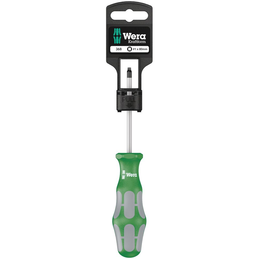 Tournevis pour vis à empreinte carrée 368 # 1 x 80 mm Hang-Tag WERA - 05100070001