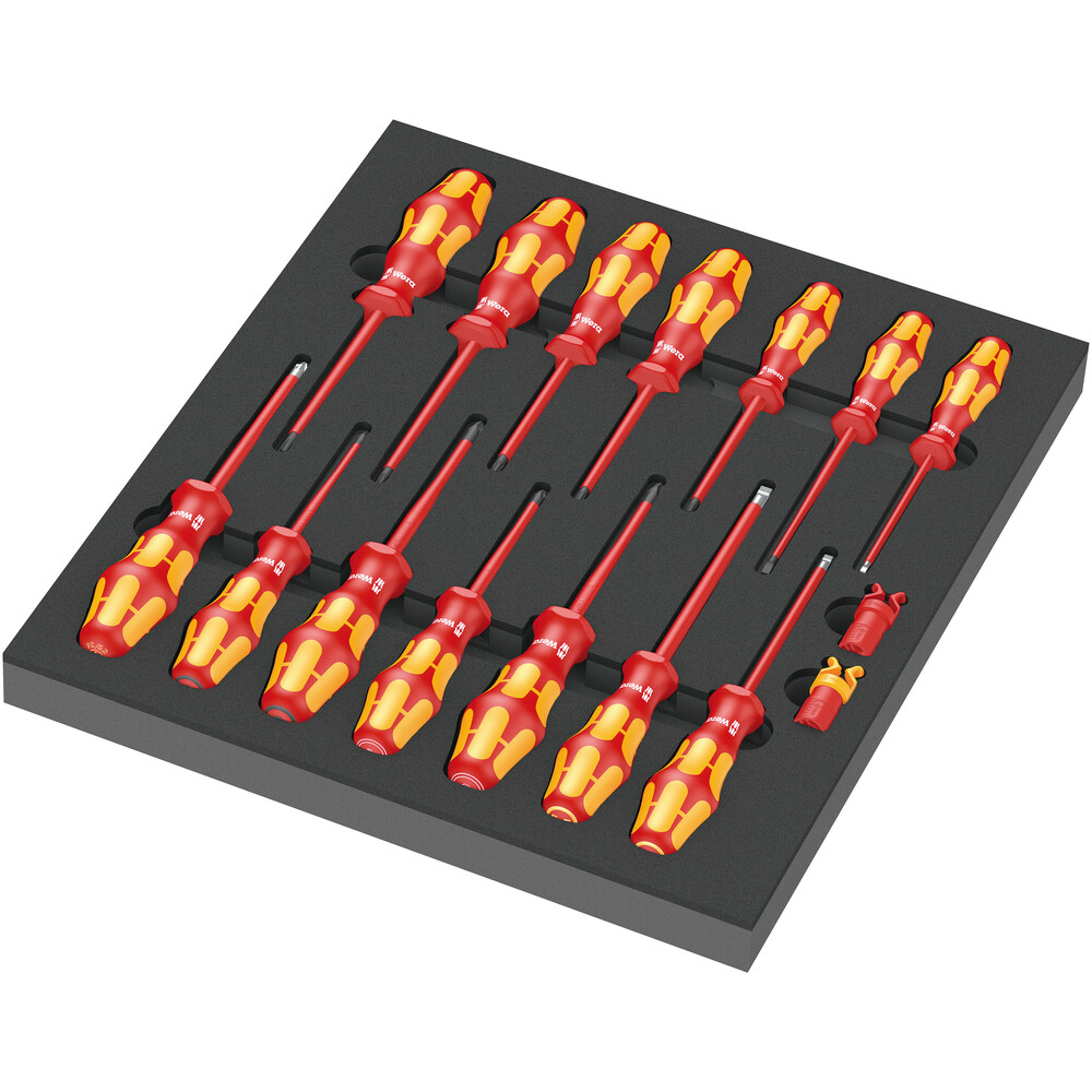 Jeu de tournevis isolés VDE 16 pièces 9711 Insert en mousse jeu de tournevis VDE 1 Wera - 05150102001