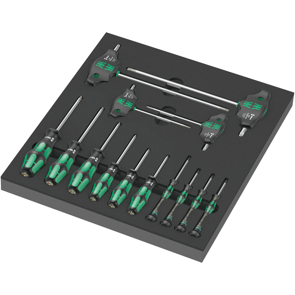Jeu de 14 tournevis avec fonction de retenue 9712 Insert en mousse jeu de tournevis TORX HF 1 Wera - 05150103001