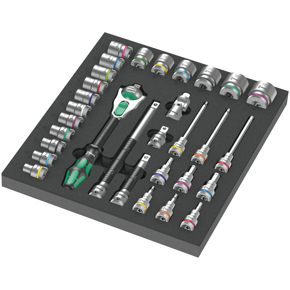 Jeu de cliquet Zyklop 31 pièces 9722 Insert en mousse jeu cliquet 8000 C Zyklop 1 Wera - 05150112001