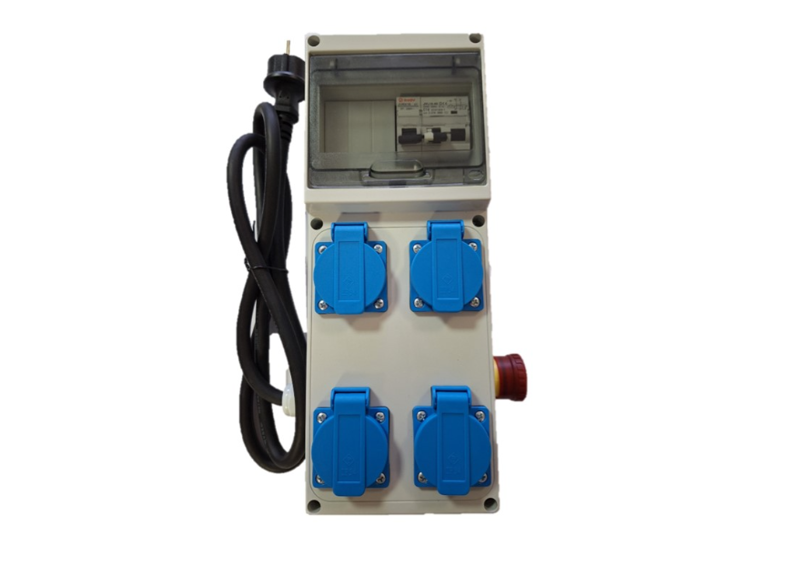 Coffret de chantier mono 250V 4 prises + arrêt d’urgence NF CEBA CM4A