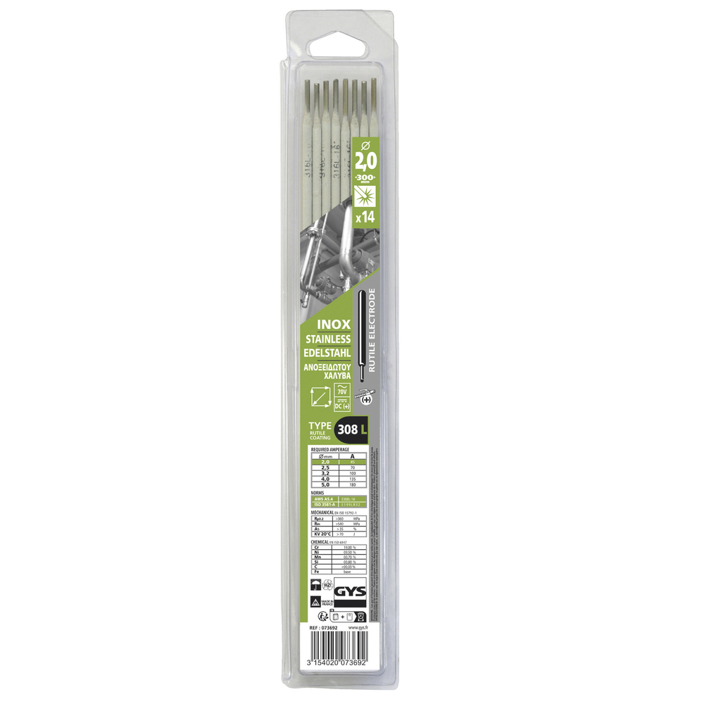 14 ÉLECTRODES 308L INOX Ø2,0 - BLISTER - GYS - 073692