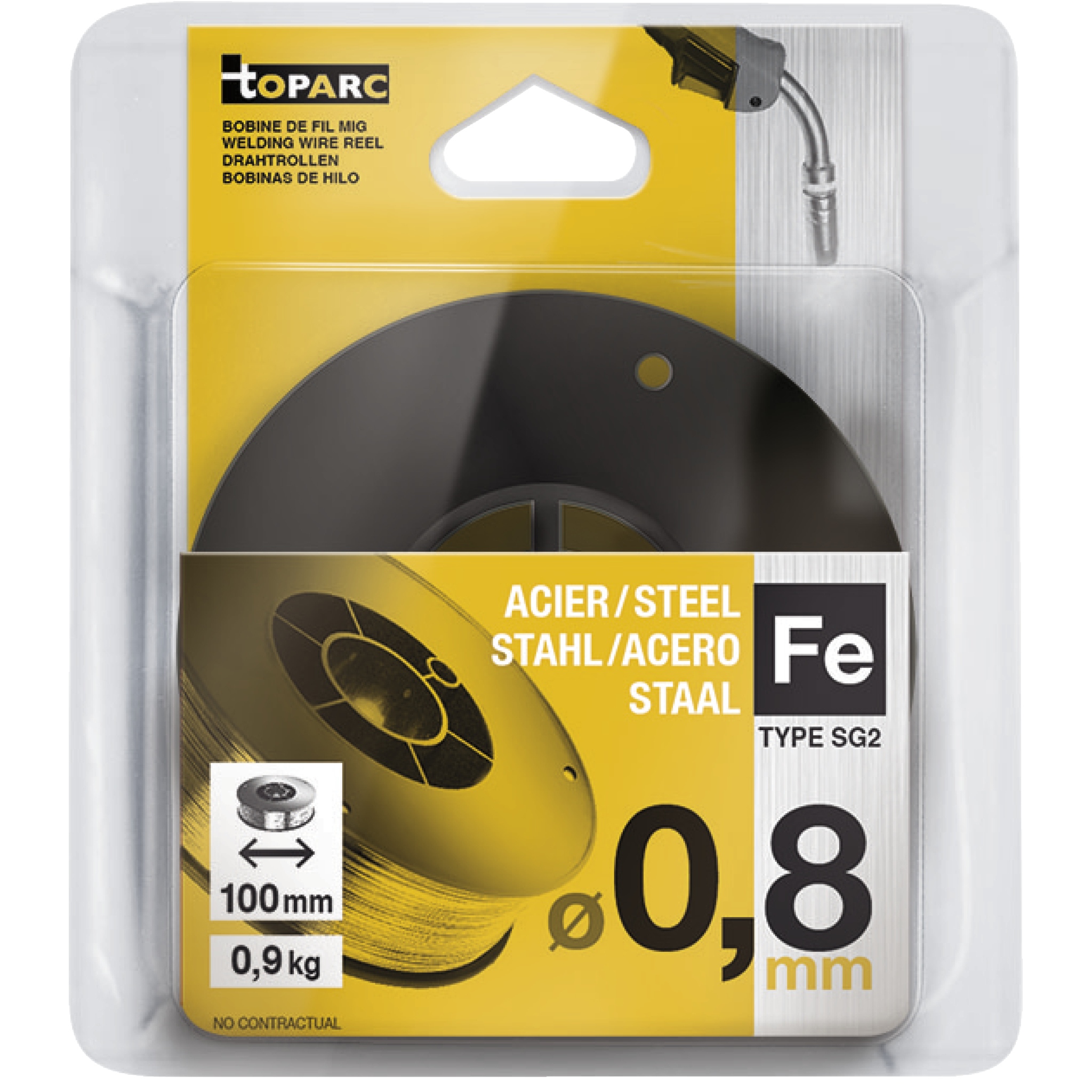 Fil plein acier G3Si1/ER70S-6 Ø 0,8 - Bobine S100 / 0,9kg TOPARC - 086609