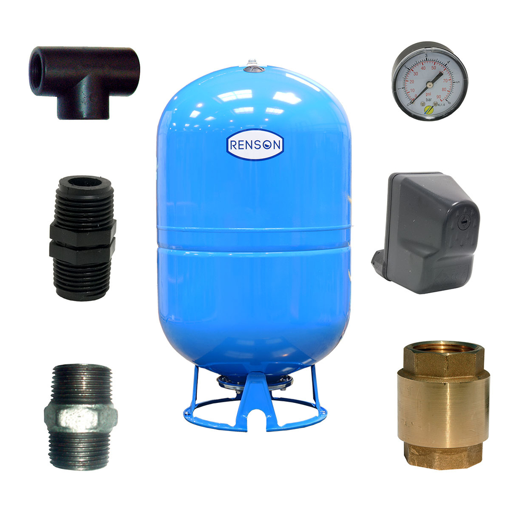 KIT RESERVOIR VERTICAL 300L POUR POMPE FORAGE 1''1/4 - RENSON - 103301