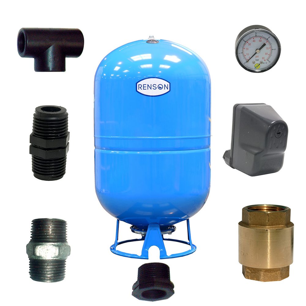 KIT RESERVOIR VERTICAL 60L POUR POMPE FORAGE 1''1/4 - RENSON - 103307