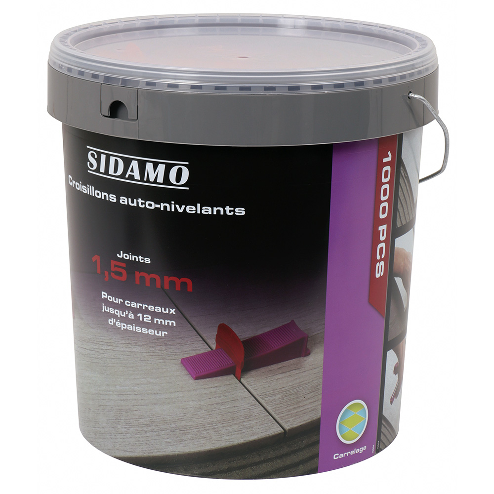 SEAU DE 1000 CROISILLONS AUTO-NIVELANTS  JOINT 1,5 MM H: 3 A 12 MM - SIDAMO - 11255302