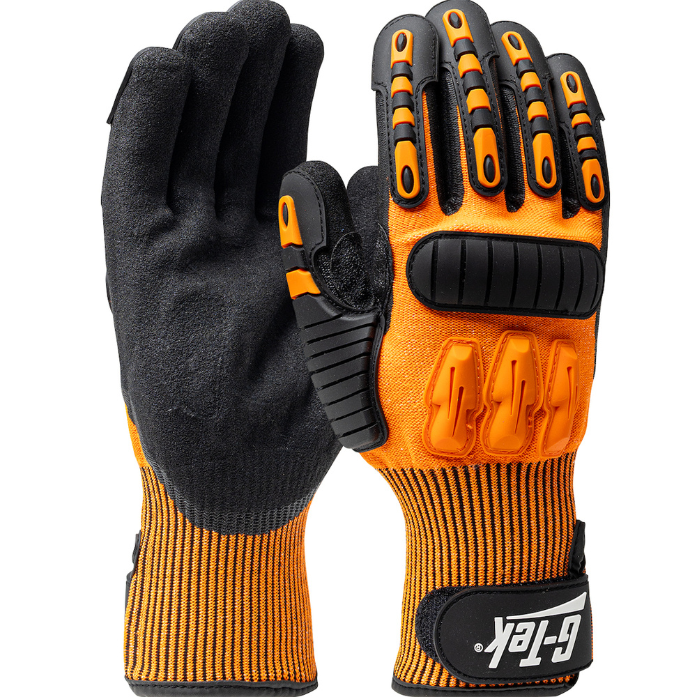 Gants anti-impact Orange haute visibilité - Lot de 12 - G-TEK - 120-5150