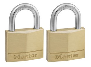 Lot de 2 cadenas laiton 40mm à clé MASTERLOCK - 140EURT
