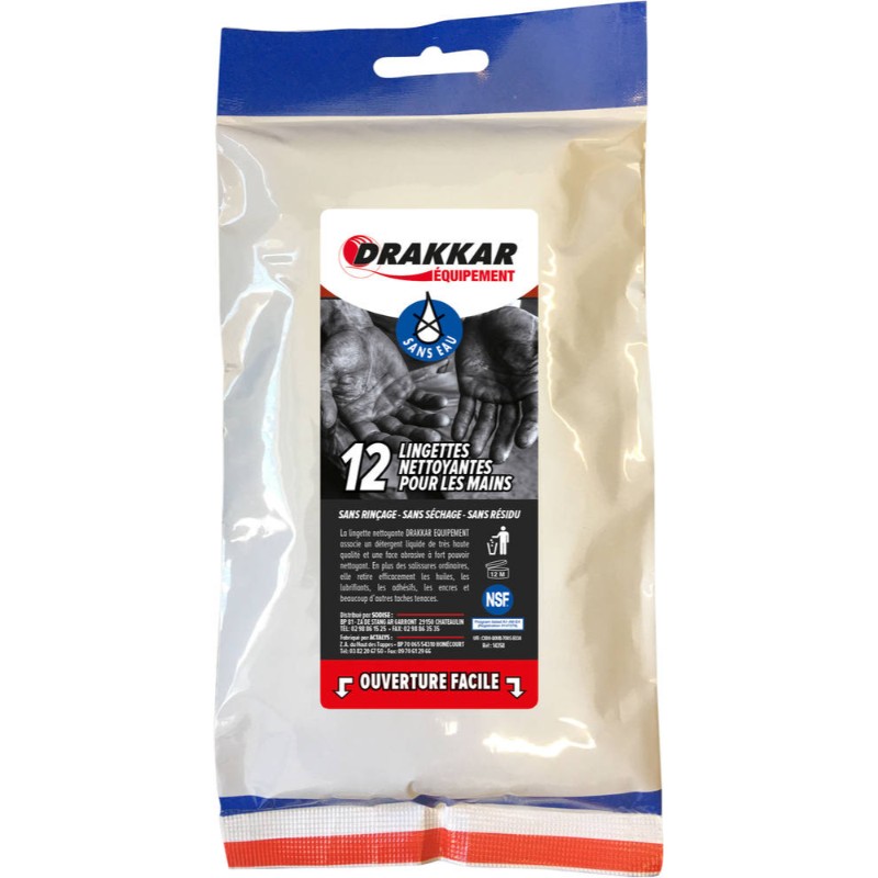 Lingettes nettoyantes mains 270x310mm DRAKKAR EQUIPEMENT - 14358