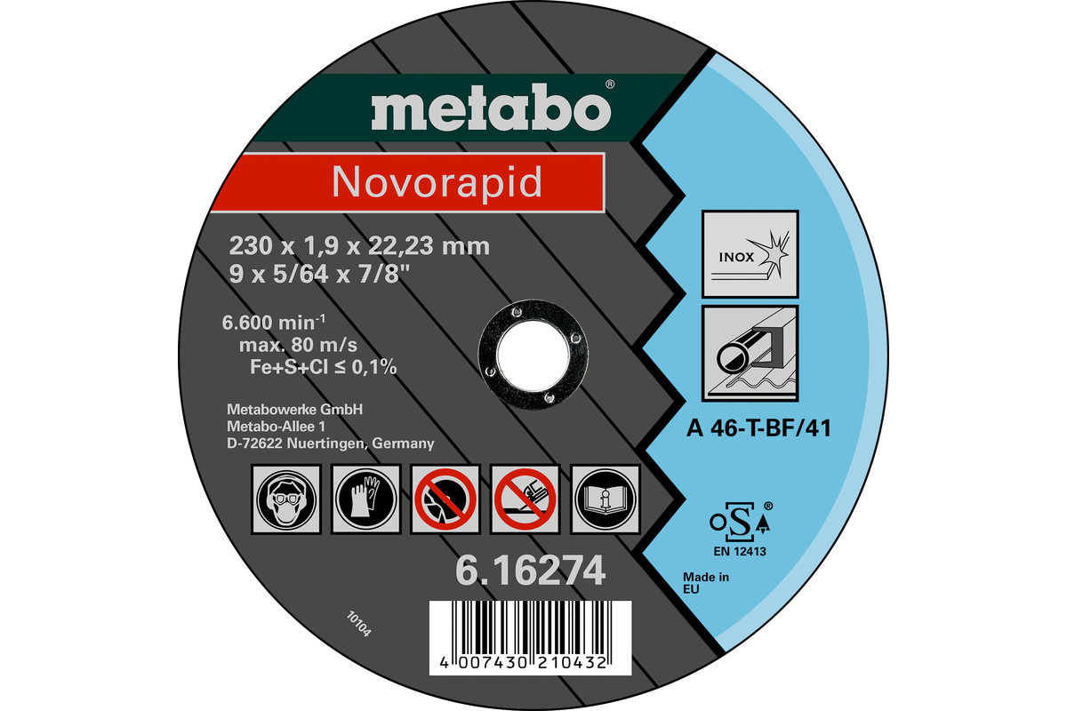 Novorapid 180 x 1,5 x 22,23 inox, TF 41 - METABO - 616273000