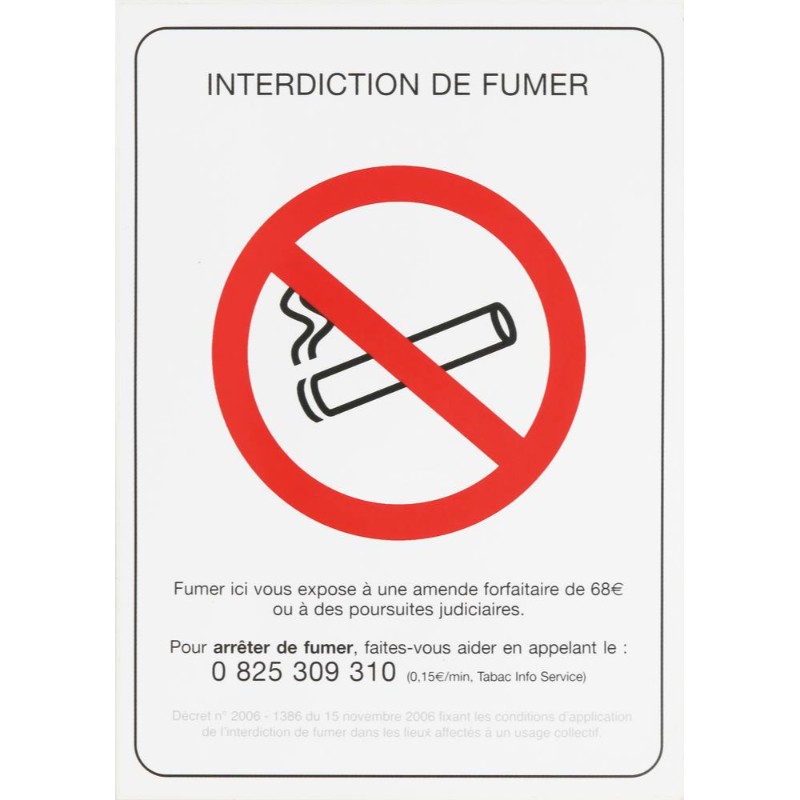 Panneau adhesif'interdit fumer' homologue - 16583