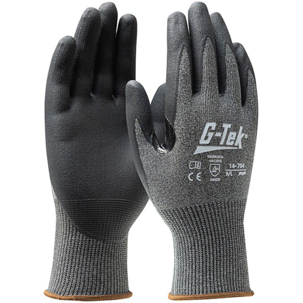 Gants doublure XREY enduction nitrile mousse Gris foncé - Lot de 12 - G-TEK - 16-754