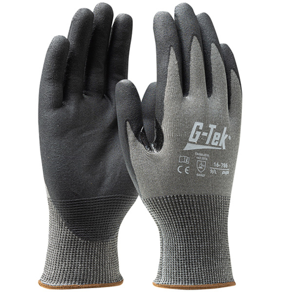 Gants doublure XREY enduction nitrile mousse gris foncé - Lot de 12 - G-TEK - 16-786