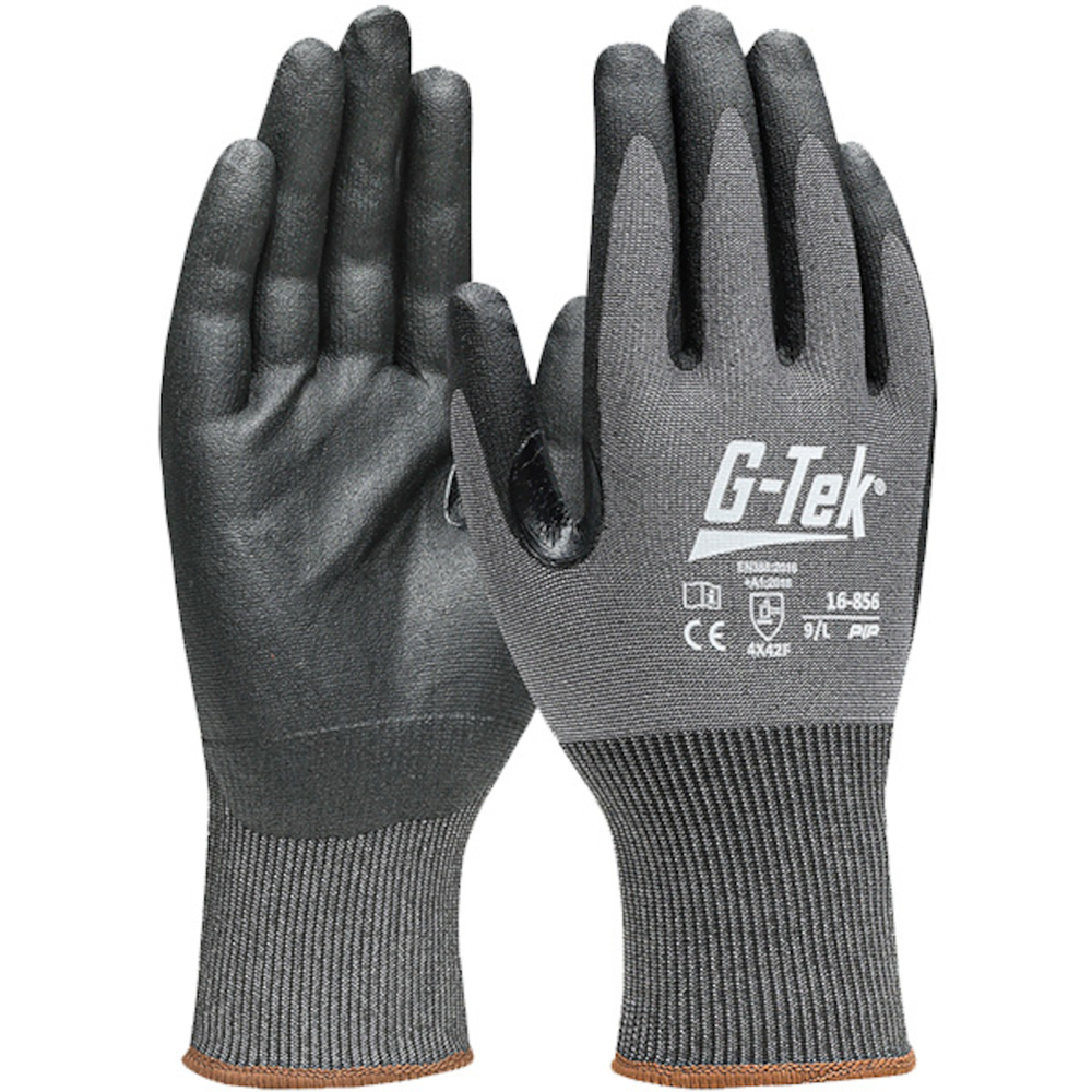 Gants doublure HPPE/acier nitrile mousse PolyKor gris foncé - Lot de 12 - G-TEK - 16-856