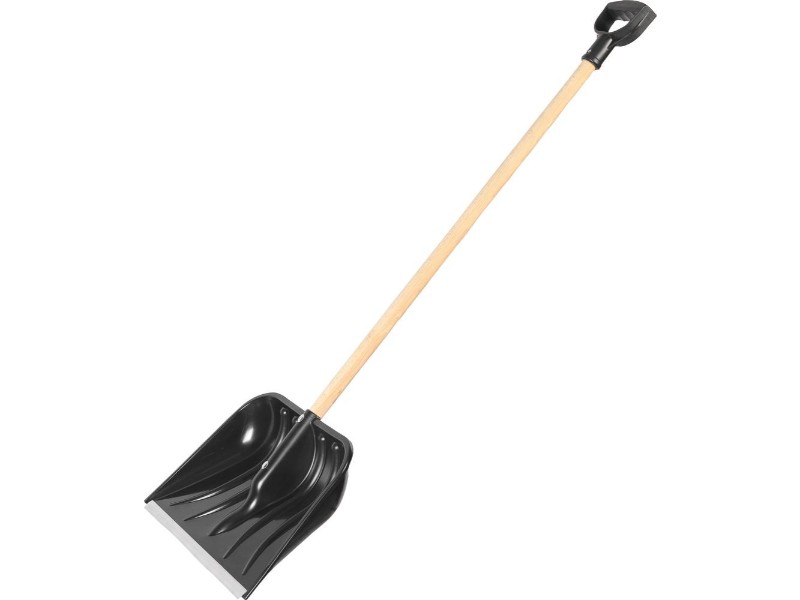 Pelle a neige pvc noir 43cm avec languette aluminium + manche bois 100cm - 17700