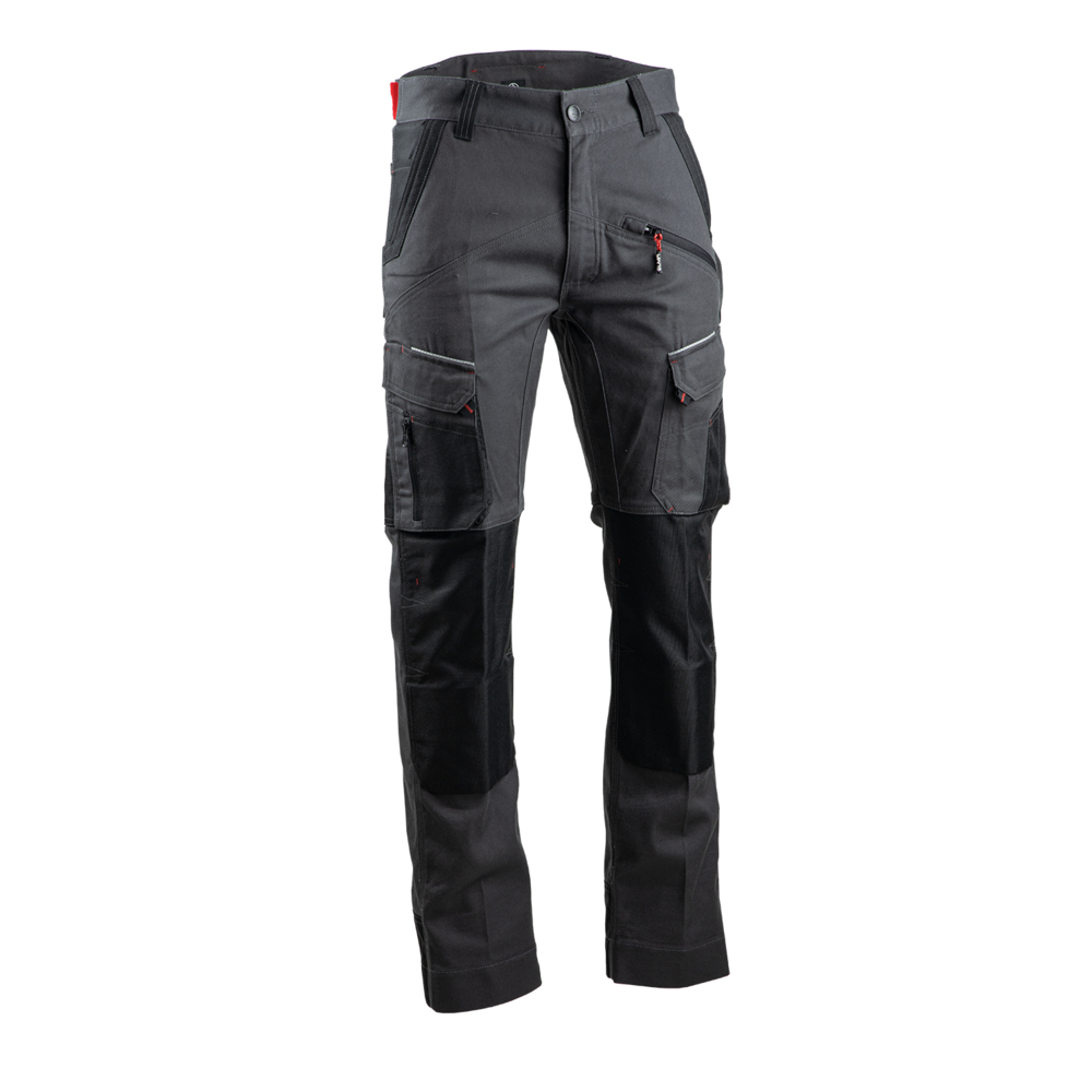 Pantalon multipoches stretch + poches genoux COSMOS GRIS NOIR - LMA LEBEURRE - 1806