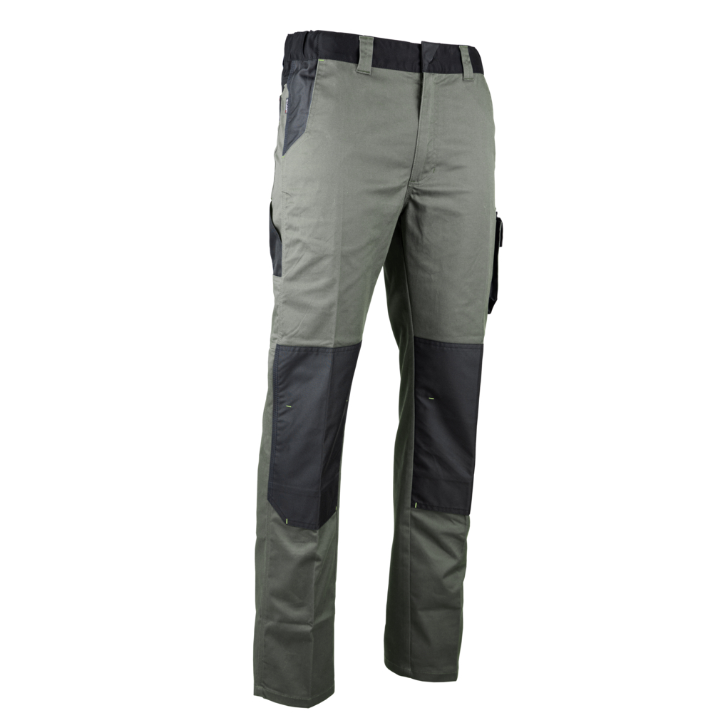 Pantalon bicolore stretch poches genoux THOR KAKI GRIS F - LMA LEBEURRE - 1820