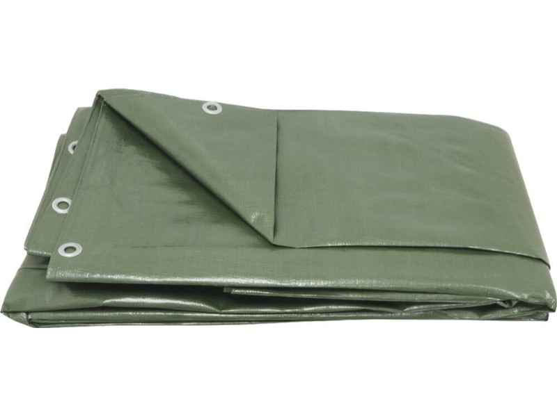BACHE DE COUVERTURE VERT OLIVE 10MX15M 220GR/M² OEILLET ALU - 18677