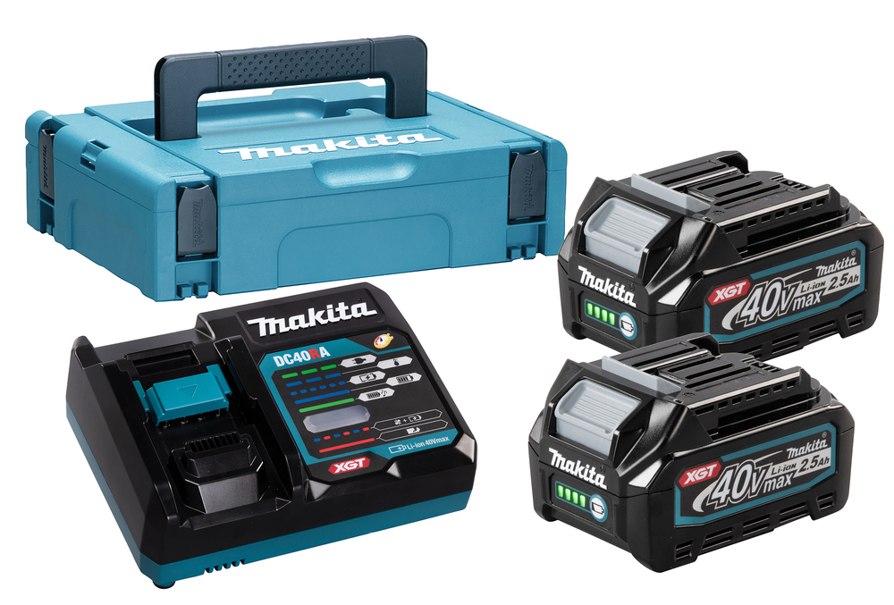 Pack MAKITA 2 batteries BL4025 40V max 2.5 Ah + chargeur DC40RA en MAKPAC1- 191J81-6