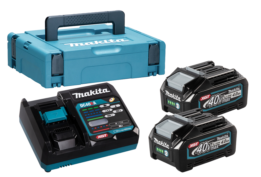 Pack MAKITA 40 V MAX 2 batteries 4 Ah BL4040 + chargeur DC40RA en MAKPAC1 191J97-1
