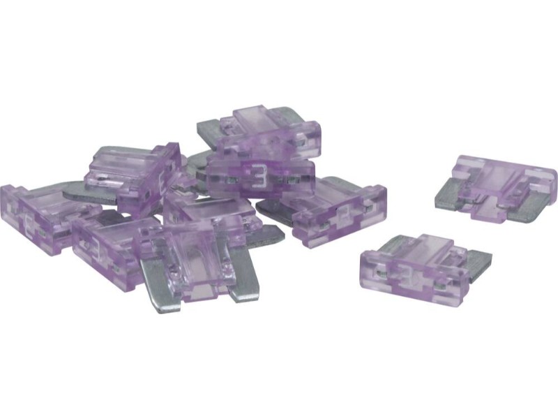 LOT DE 50 FUSIBLES MICRO A LANGUETTES LATERALES 3A VIOLET -BLISTER - SODELEC - 19573