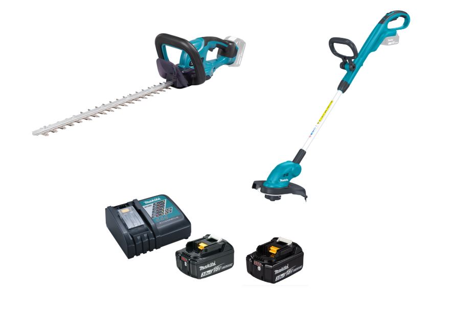 Pack 2 machines jardin MAKITA taille haies + coupe herbe avec batteries 3 Ah LOT0347 