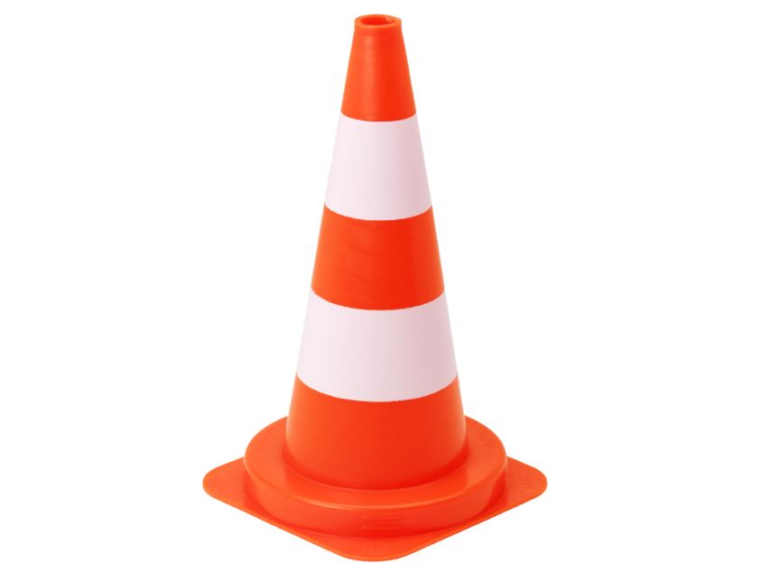 Cône de chantier 50cm Plastique EVA orange - 2 bandes peinture blanche VINMER - 141115