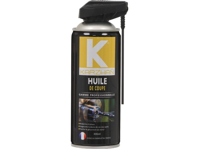 Huile de coupe karzhan pour usinage avec tête 2 jets - aérosol 400ml -24570