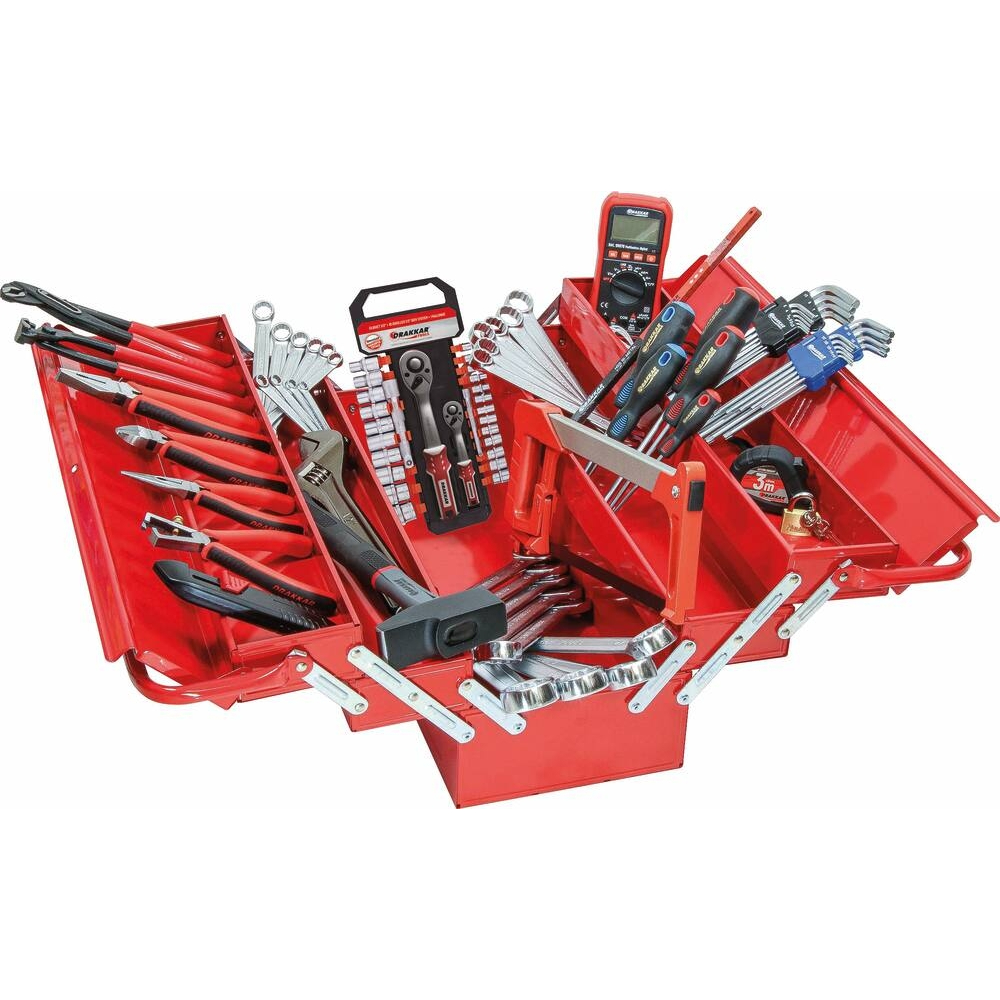 CAISSE A OUTILS COMPOSEE DE 100 OUTILS - DRAKKAR TOOLS - 25004