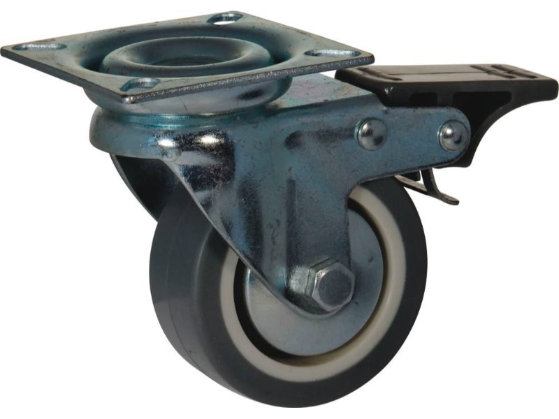 Roulette pivotante +frein corps nylon d.60 al lisse 50kg - 26382